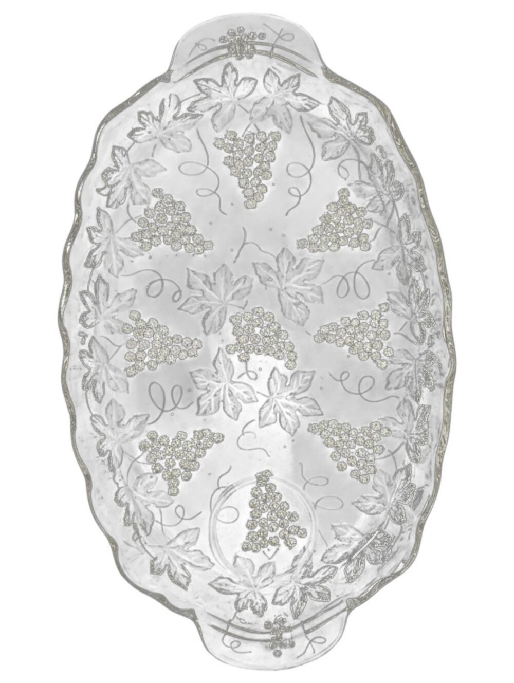 HP 😀 Vtg 50's Elegant Anchor Hocking Clear Glass Serva Snack Plate Grape Motif